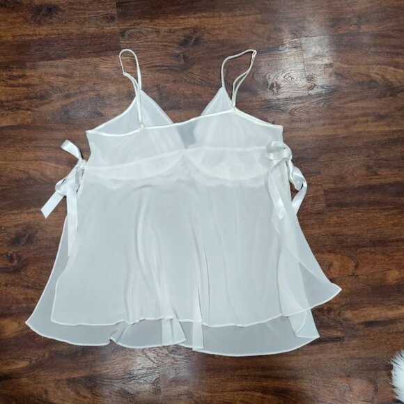 Secret Treasures 2X Babydoll Sheer Twee Cutsie Whimsy White Lace Empire Top - Picture 6 of 9